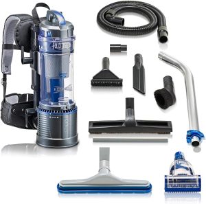 Prolux 2.0 Bagless Backpack HEPA Vacuum featuring a lightweight design, ergonomic harness, bagless system for easy maintenance, advanced HEPA filtration, and versatile attachments, ideal for schools, offices, and residential use.